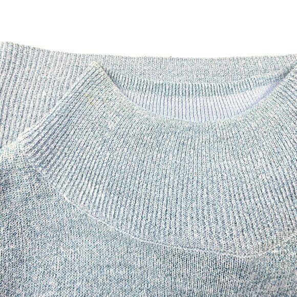 Sleeveless Light Blue Metallic Mock Turtleneck Sweater Dressbarn Size M JJ1823 - Picture 7 of 7